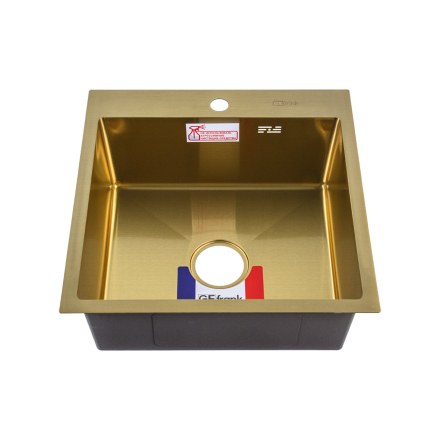 Мойка врезная 50х50 см цвет матовое золото толщина 2,0 х 0,6 мм, глубина 200 мм GFfrank 50502Z