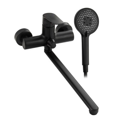 Смеситель в ванную длинный излив чёрный MAGNUS 8770