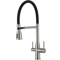 Смеситель для кухни с подключением фильтра питьевой воды Gappo G4399-75 (сатин)